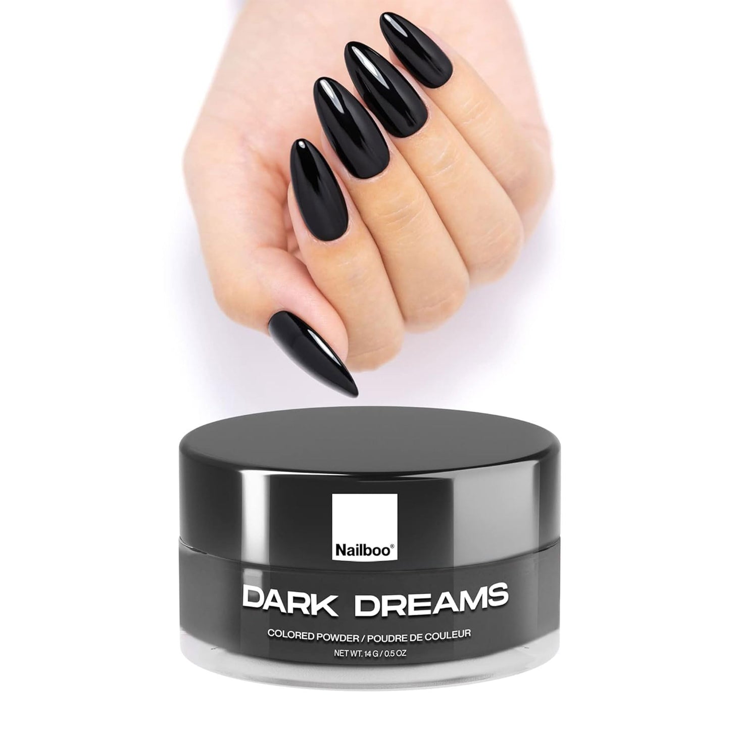 Nailboo Dark Dreams Dip Powder – Black Nail Dipping Powder | No UV Light Needed, DIY Nails at Home