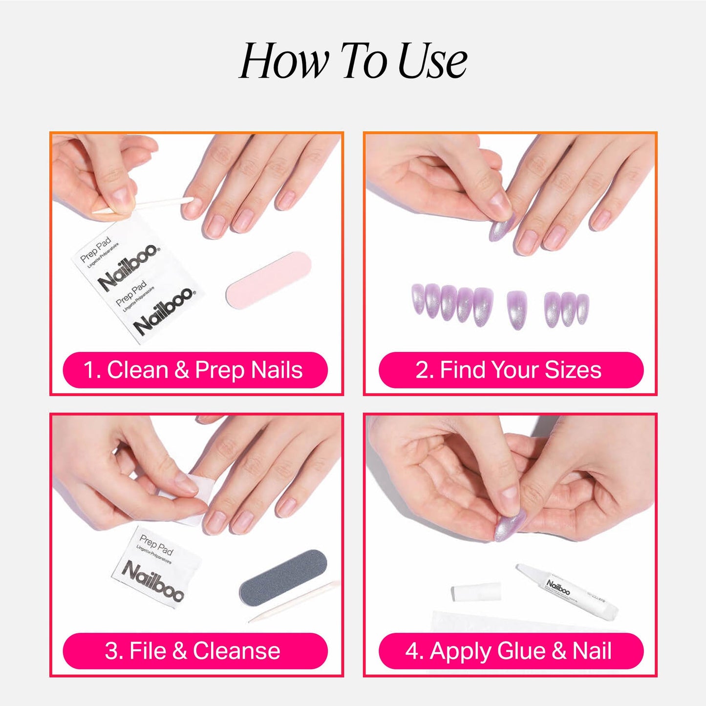 Nailboo Press On Nails – Salon-Quality Reusable Fake Nails with Strong Hold Glue