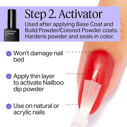 Nailboo Dip Powder Liquid Set with Base Coat, Activator & Top Coat – No UV Lamp Needed (3 Pack)