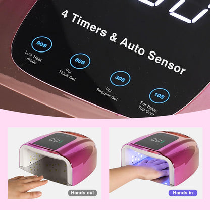 NailFace 96W Rechargeable UV LED Nail Lamp – Cordless Gel Nail Dryer with 42 Beads and Smart Sensor