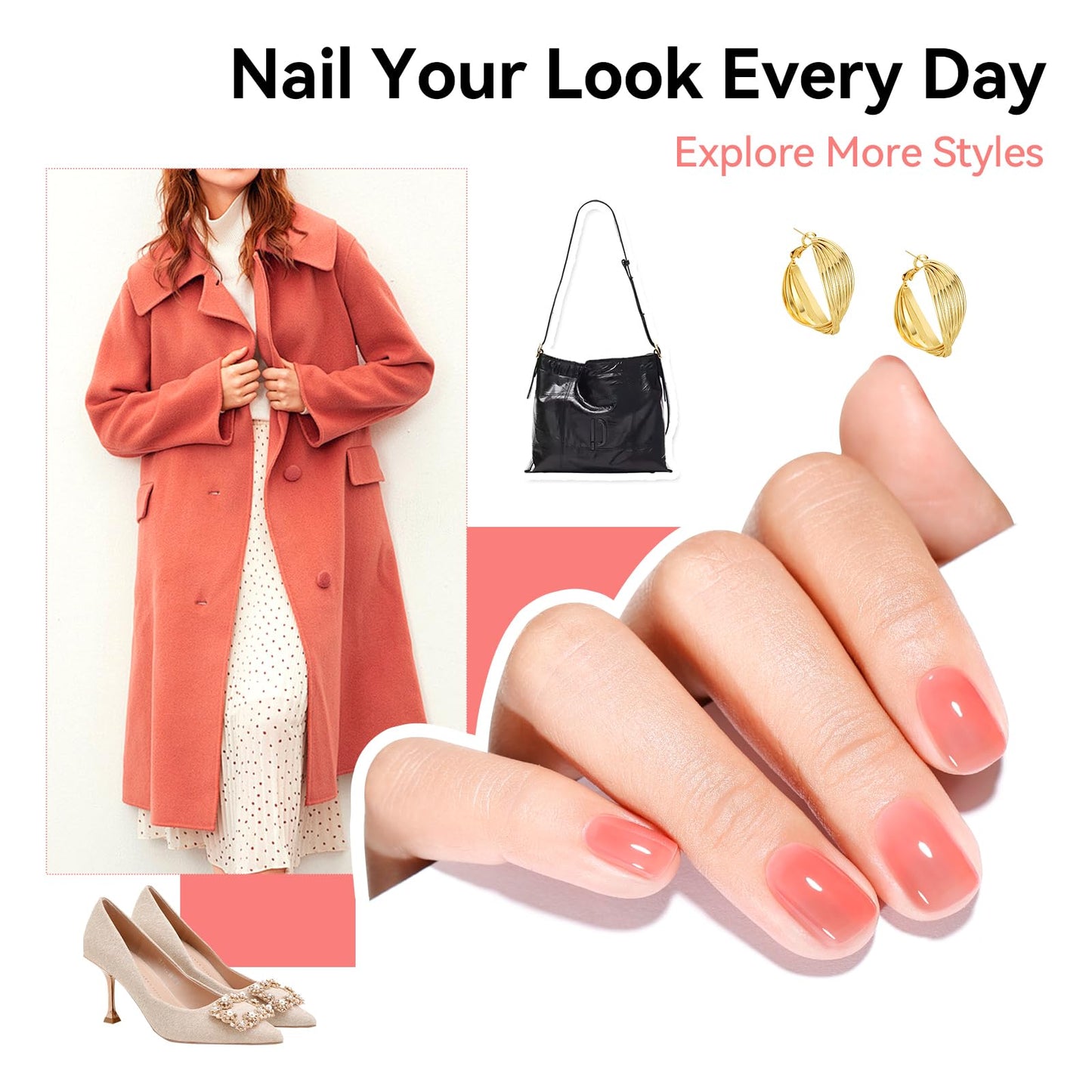 Nailshion Nude Nail Polish Set – 6 Neutral Shades, Quick-Dry, Non-Toxic, Castor Oil + Vitamin E