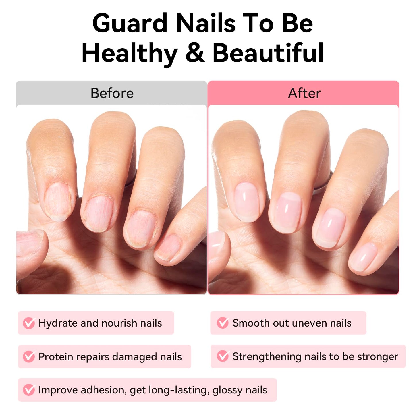 Nailshion Nail Ridge Filler Base Coat & Strengthener – VE Protein Formula, 0.5 fl oz