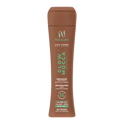 Naissant Glow Mocca Hair Toning Shampoo — Neutralizes Red/Orange Undertones with High-Purity Pigments for Brown & Mocha Hair | Paraben, Ammonia & Sulfate Free | 10.1 Fl Oz