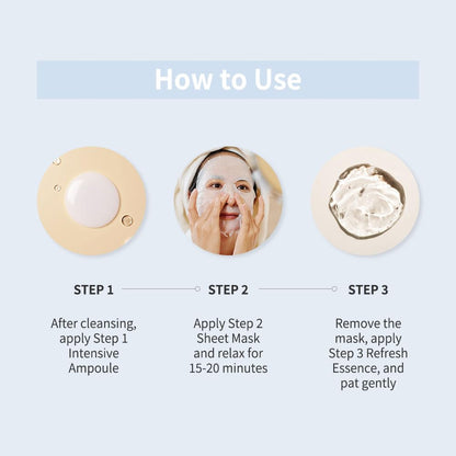 Naisture 3 Step Ampoule Hydrating Sheet Mask Set | Elasticity, Smoothing & Moisture | Korean Skincare Kit (5 pcs)