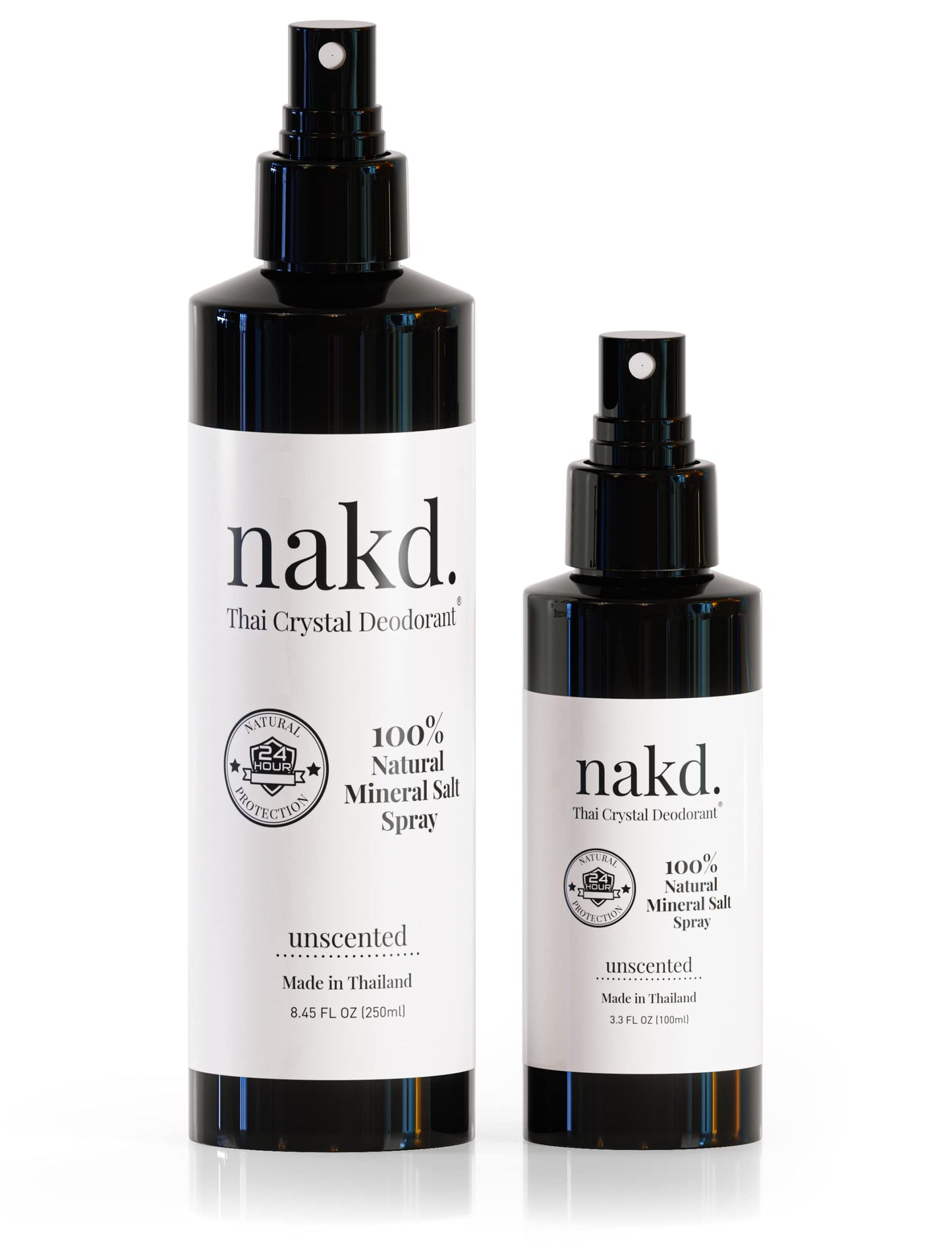 nakd. Thai Crystal Deodorant Spray – Aluminum-Free Unscented Mineral Salt 2-Pack + Travel Size