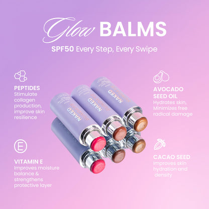 Naked Sundays SPF 50 Glow Balm Pink Pop – Peptide-Infused Blush Stick (8g)