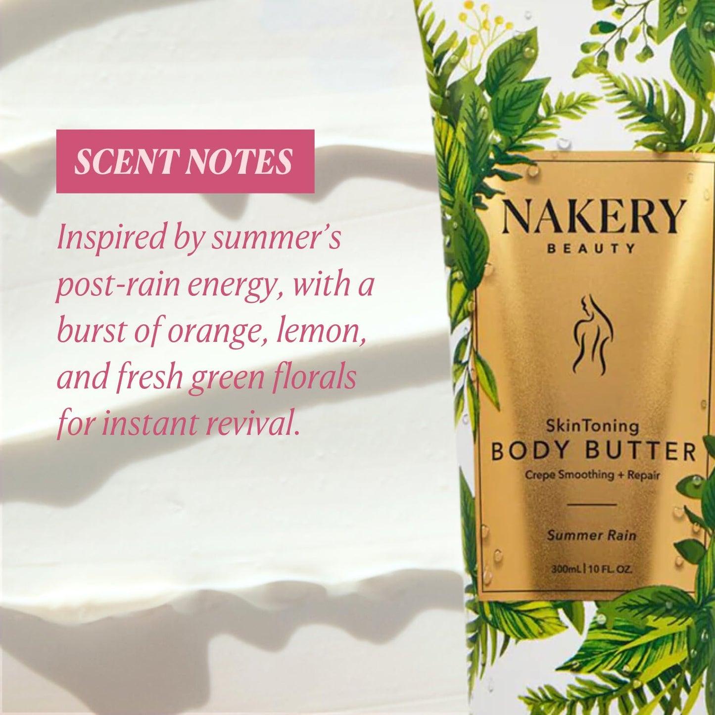 Nakery Skin Toning Body Butter – Peptide Firming Lotion for Crepey Skin | Summer Rain