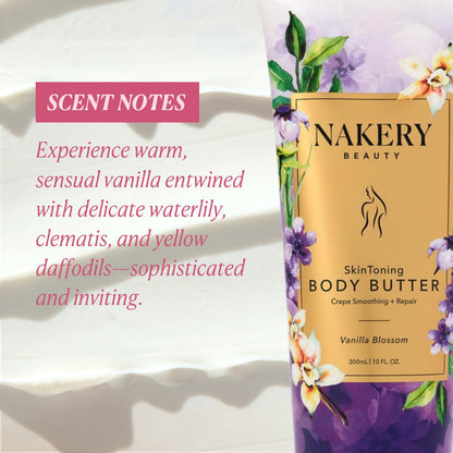 Nakery Skin Toning Body Butter for Women – Peptide Firming Lotion with Vanilla Blossoms