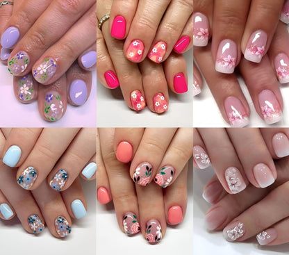 Namrec Flower Press On Nails – Daisy Design Short Square Nails (144Pcs, 6 Packs) | Glue-On, Glossy Finish