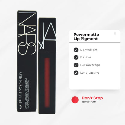 NARS Pigment Lipstick Don't Stop, Geranium — Weightless Matte, Smudge-Resistant Color