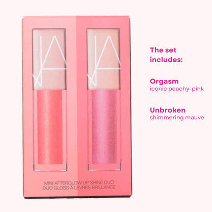 NARS Mini Afterglow Lip Shine Duo – Orgasm & Unbroken | Travel-Size Gloss Set