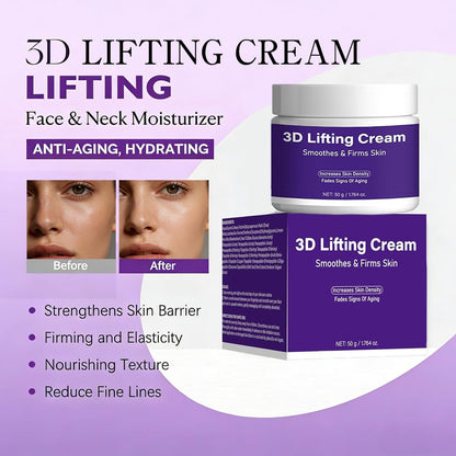 Narvokey 3D Lifting Night Cream – Korean Anti-Aging Moisturizer with 17-Peptide Complex & Probiotics (1.7 fl oz)