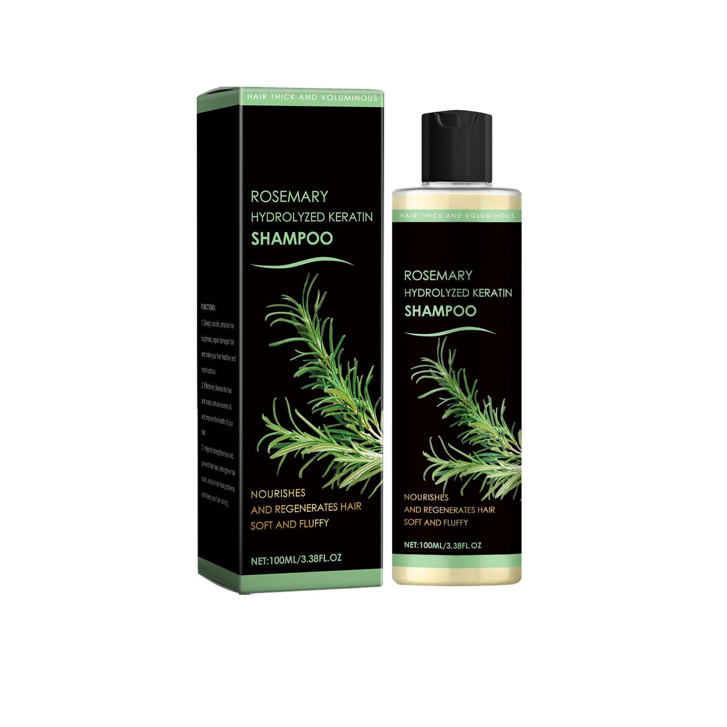 Narvokey Rosemary Shampoo with Hydrolyzed Keratin – Volumizing, Sulfate-Free, 3.38 oz