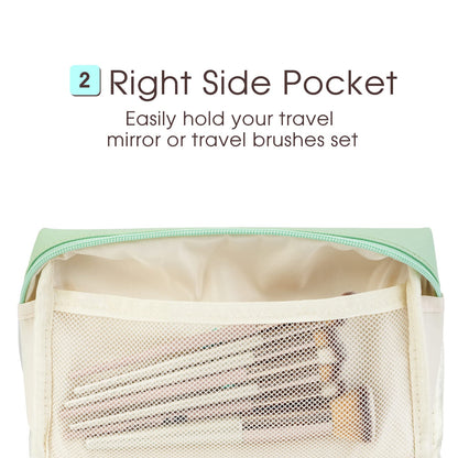 Narwey PU Leather Makeup Bag – Large Green Travel Organizer with Compartments