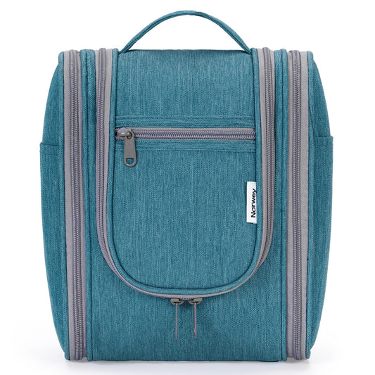 Narwey Medium Teal Hanging Travel Toiletry Bag – Compact Cosmetic Organizer for Women and Men