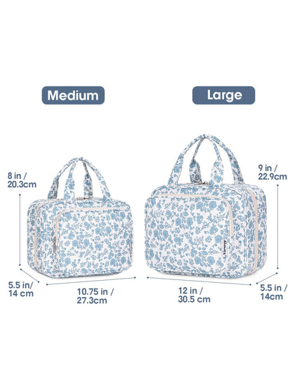 Narwey Travel Toiletry Bag Large Hanging Organizer – Little Blue Flower