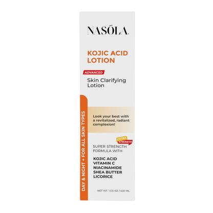 Nasola Kojic Acid Lotion - Natural Skin Clarifying with Vitamin C, Niacinamide & Shea Butter