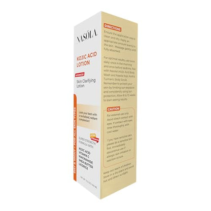 Nasola Kojic Acid Lotion - Natural Skin Clarifying with Vitamin C, Niacinamide & Shea Butter