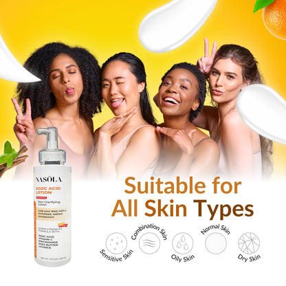 Nasola Kojic Acid Lotion - Natural Skin Clarifying with Vitamin C, Niacinamide & Shea Butter