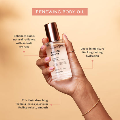 NATIVA SPA by O Boticário Acerola Cherry Renewing Body Oil – Luminous Glow & Deep Hydration | 3.38 oz (100 ml)