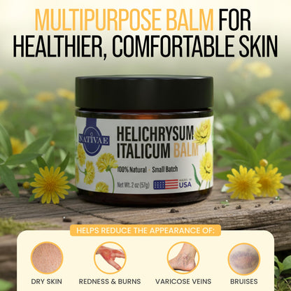 Nativae Helichrysum Balm – Helichrysum Italicum Essential Oil Skin Cream for Bruises, Veins, Burns & Redness – Soothing Moisturizer for Face & Body