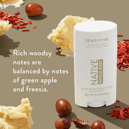 Native Sandalwood & Shea Butter Whole Body Deodorant – Sensitive, 2.4 oz
