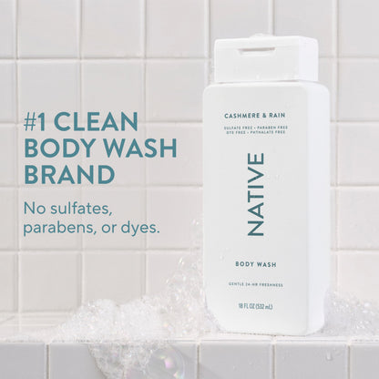 Native Body Wash Cashmere & Rain – Naturally Derived, Sulfate & Dye Free | 18 oz