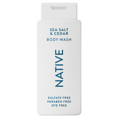 Native Body Wash Sea Salt & Cedar — Sulfate Free, Paraben Free, Dye Free, Hydrating 18 oz