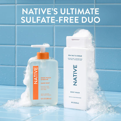 Native Body Wash Sea Salt & Cedar — Sulfate Free, Paraben Free, Dye Free, Hydrating 18 oz