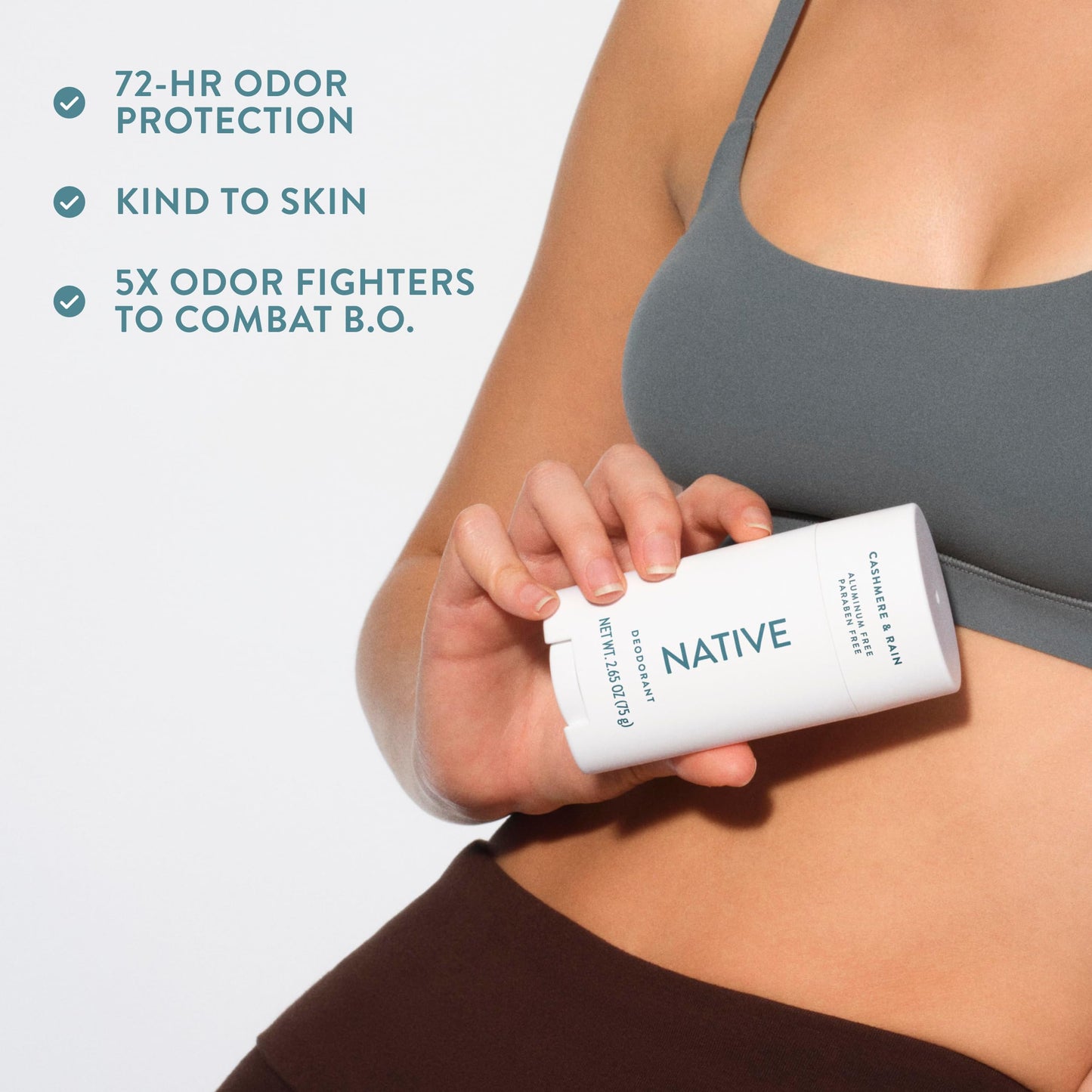 Native Cashmere & Rain Deodorant – Aluminum-Free 72-Hour Odor Protection (2.65 oz)