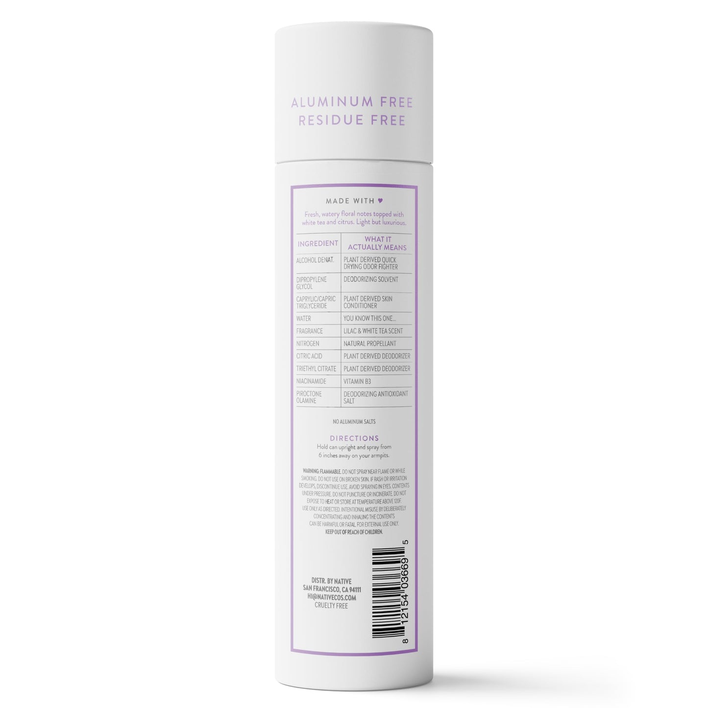 Native Deodorant & Body Spray Lilac & White Tea – Aluminum-Free, 72-Hour Odor Protection