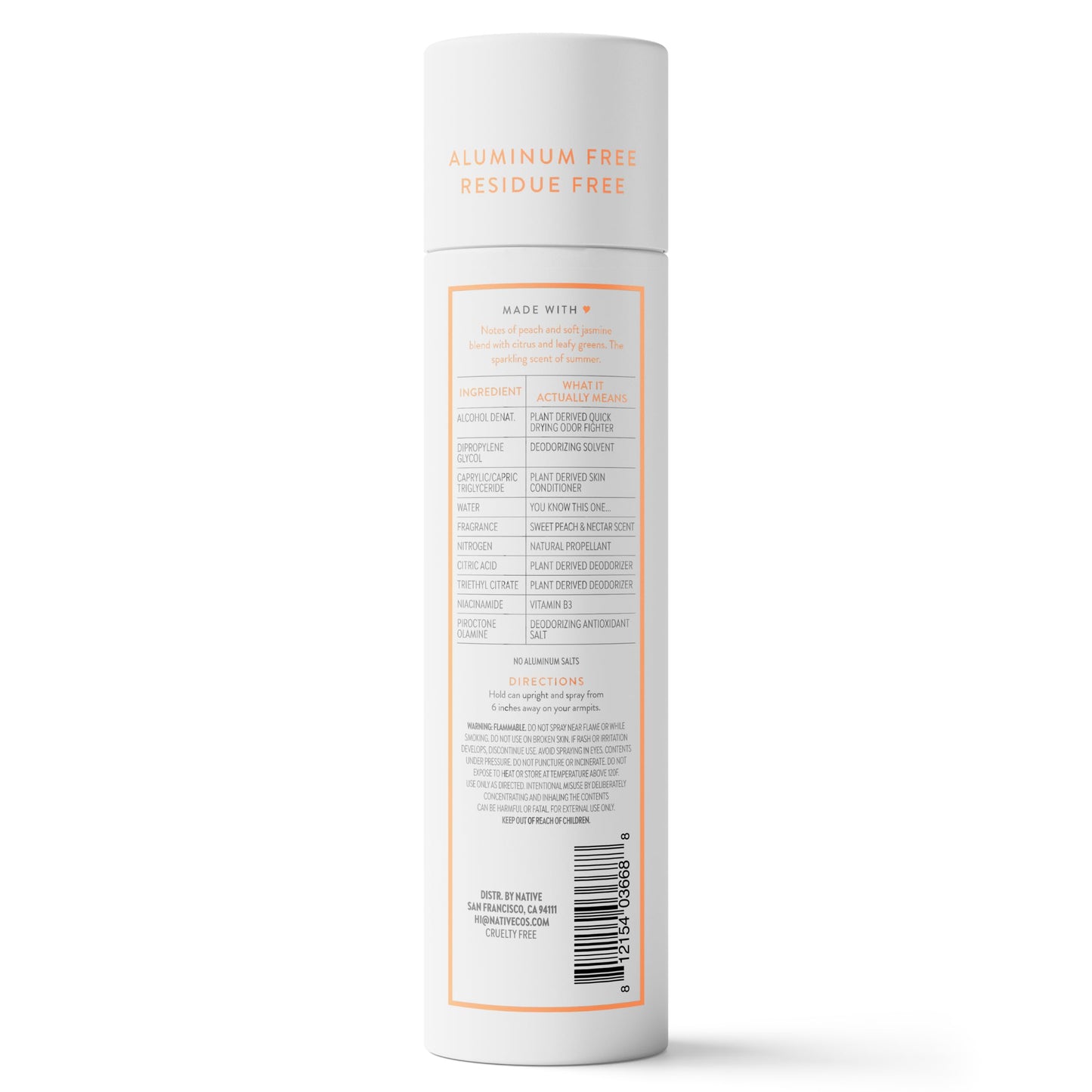 Native Deodorant Spray: Sweet Peach & Nectar – 72-Hour Odor Protection, Aluminum Free
