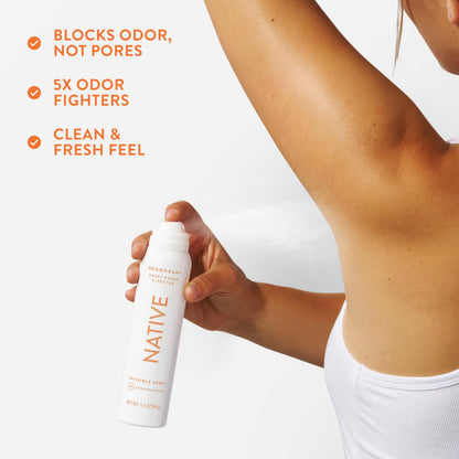 Native Deodorant Spray: Sweet Peach & Nectar – 72-Hour Odor Protection, Aluminum Free