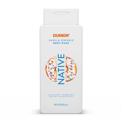 Native Body Wash Dunkin Vanilla Sprinkle | Sulfate, Paraben & Dye Free | 18 oz