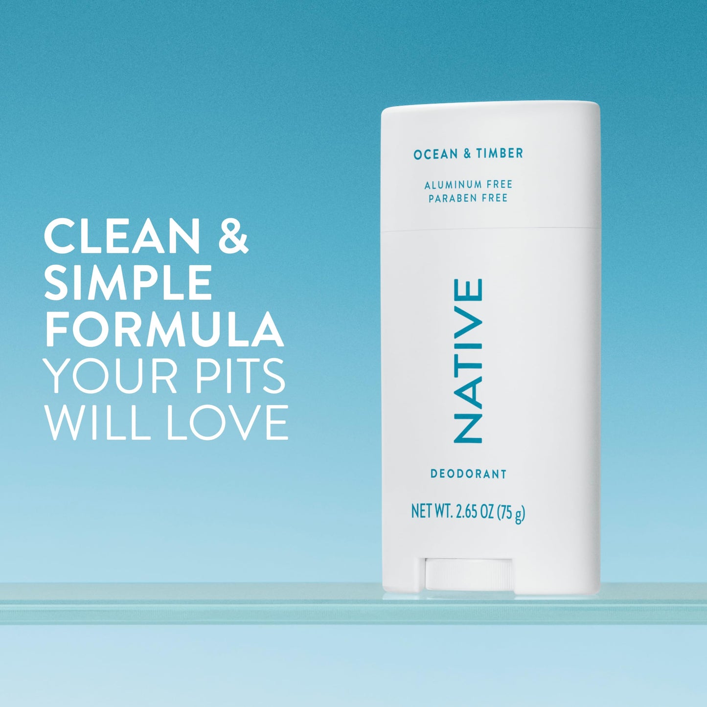 Native Ocean & Timber Deodorant 2.65oz — Aluminum-Free, 72-Hour Odor Protection
