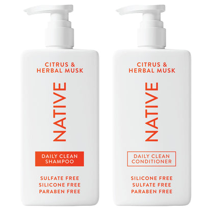 Native Shampoo & Conditioner Set — Naturally Derived, Sulfate-Free, All Hair Types, Citrus & Herbal Musk (2 x 16.5 oz)