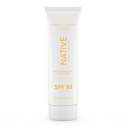 Native Sunscreen SPF 30 – Pineapple & Coconut Scent, Dermatologist Tested for Sensitive Skin, Hawaii Compliant, 5 oz