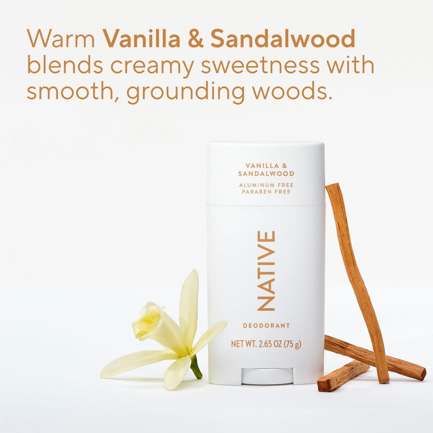 Native Vanilla & Sandalwood Deodorant 2.65 oz — Aluminum-Free, Unisex Odor Protection