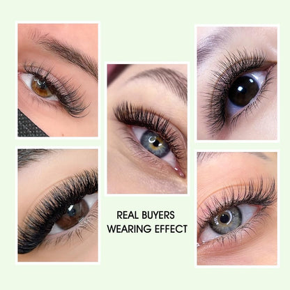 NATUHANA Eyelash Extensions 0.07 L Curl 8-12mm W Shaped Clover | Easy Fan Premade Lashes for Lash Techs