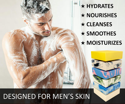 NATURAL AMERICAN SOLDIER Bar Soap – 6-Pack, 100% Natural for Men, Made in USA