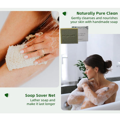 Natural Amor Green Spa Gift Set for Women – Peppermint Soap, Bath Bomb, Pine Candle & More