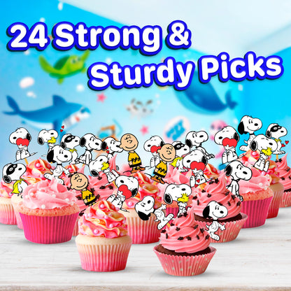 Natural Behaviour 24x Cute Dog Cupcake Toppers – Strong Birthday Decor for Kids