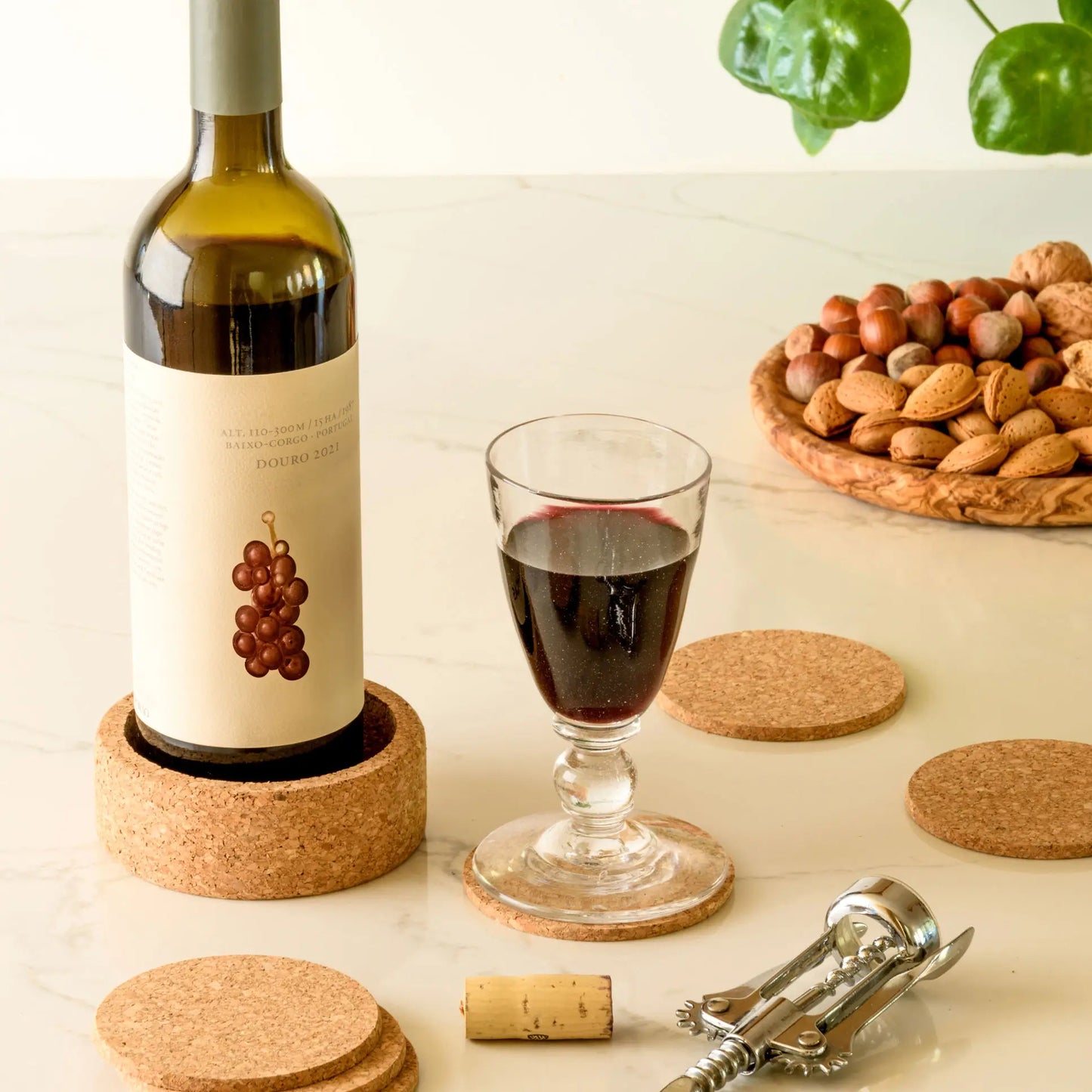 Set of 6 Coasters with Bottle Holder