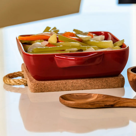 Natural Cork Trivet with Rope Handle | Square