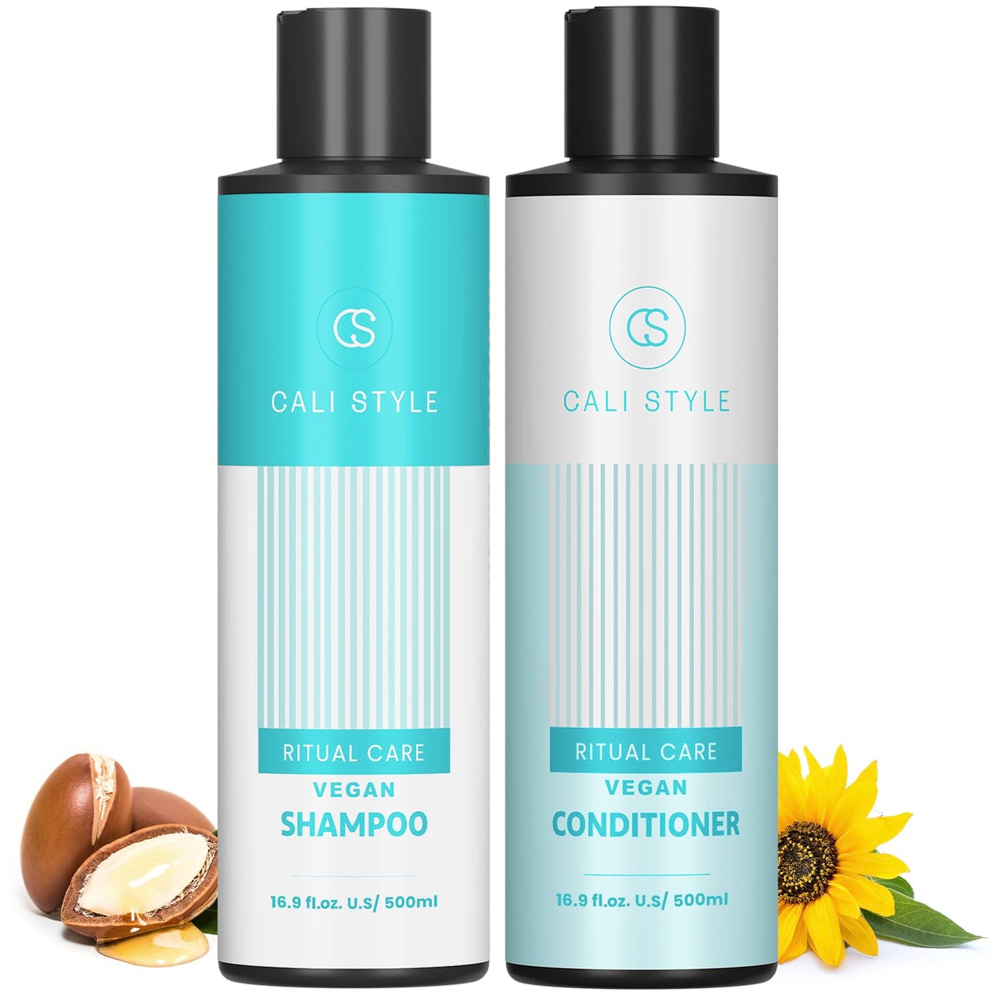 Natural Cosmetic Labs Cali Style Shampoo & Conditioner Set for Dry & Damaged Hair — Vegan, Sulfate- & Paraben-Free, 16.9 oz