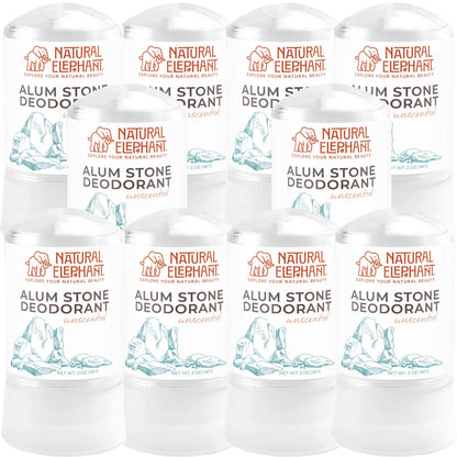 Natural Elephant Alum Stone Deodorant Stick 60g – Unscented, Aluminum-Free Salt Stone for Men & Women (10 Pack)