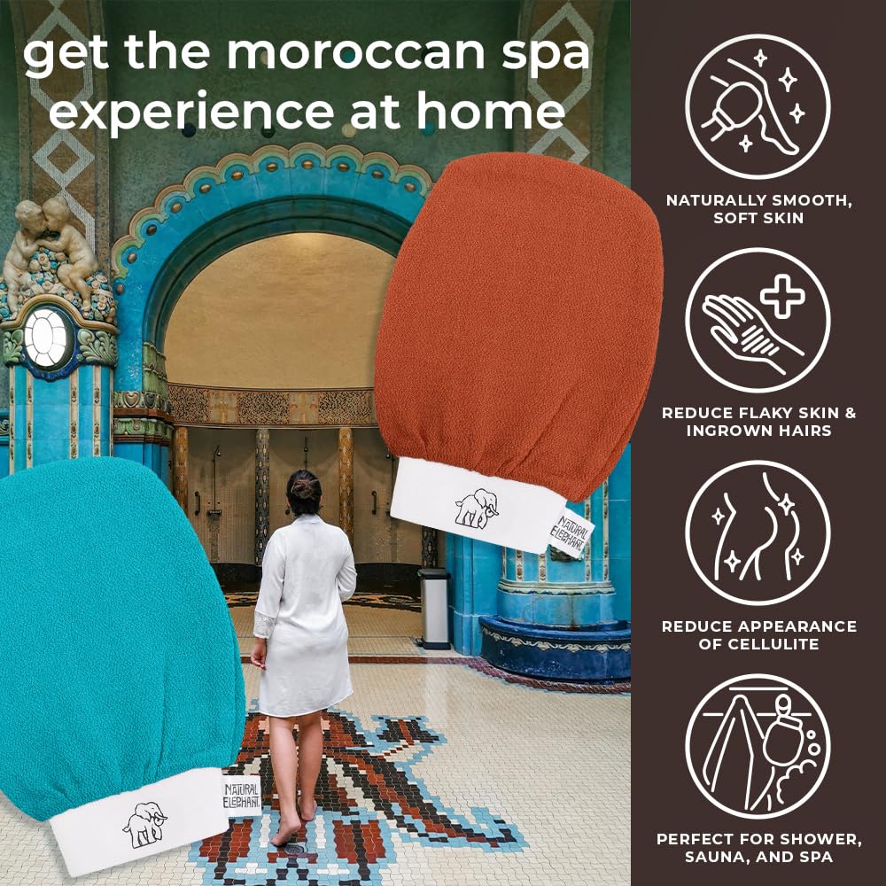 Natural Elephant Hammam Glove – Face & Body Exfoliator, Pink Tulip Pack 10