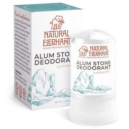 Natural Elephant Alum Stone Deodorant Stick 60g – Unscented, Aluminum-Free Salt Stone for Men & Women (10 Pack)