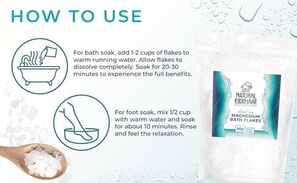 Natural Elephant Dead Sea Magnesium Bath Flakes – 5 lb Bag | Pure Magnesium Chloride Soak for Body & Foot