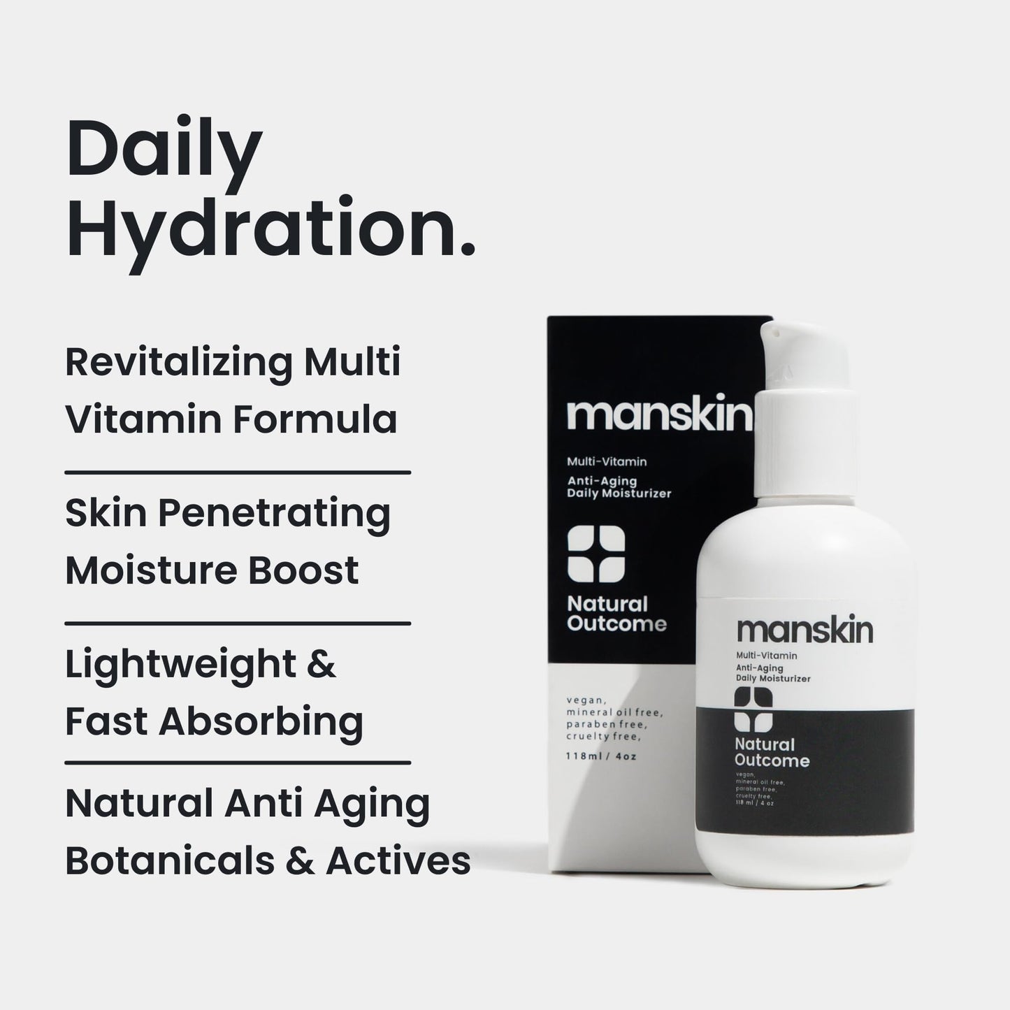Natural Outcome Man Skin Moisturizer – Anti-Aging Daily Face Cream for Men (4 oz)